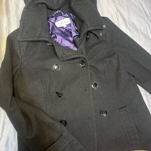 Calvin Klein Women's Black Peacoat with Purple Lining